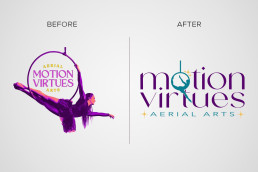 motion virtues logo/brand design before after