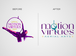 motion virtues logo/brand design before after